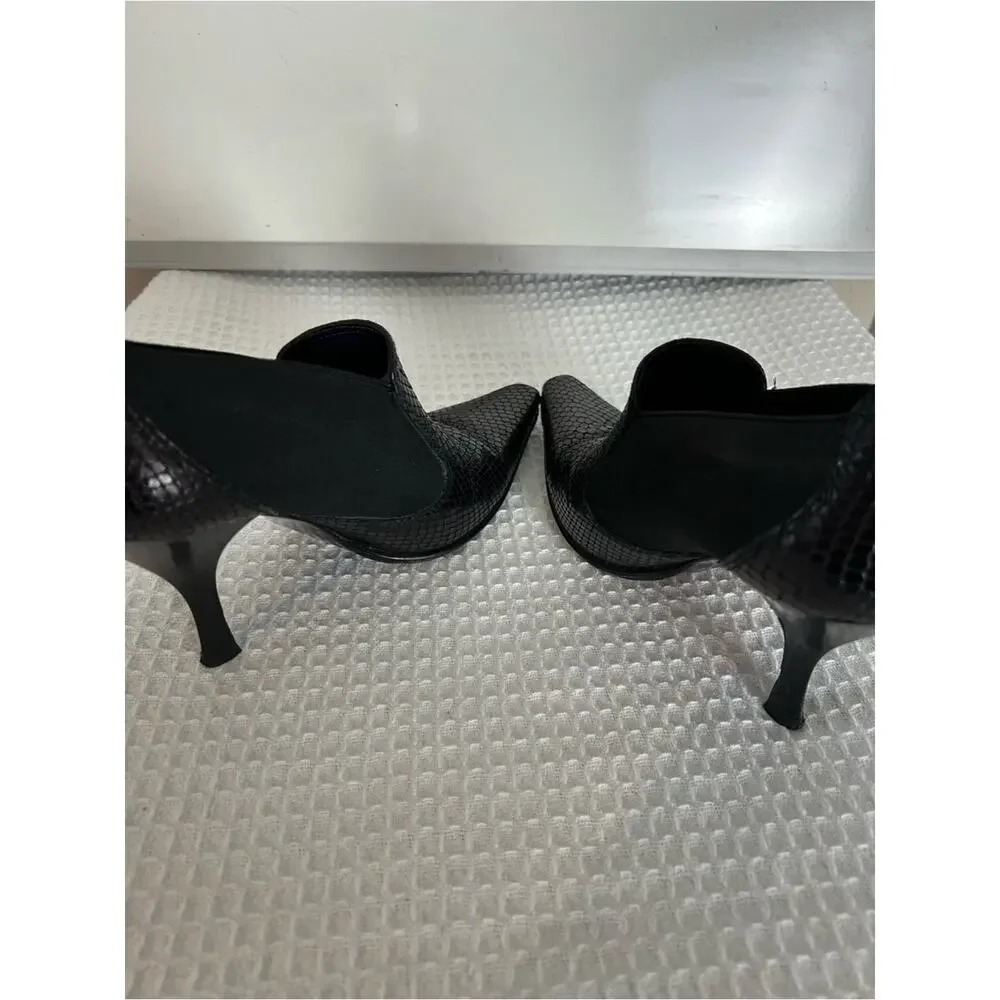 Donald J Pliner Medea Black Snake Embossed Heeled Booties Size 7.5 M